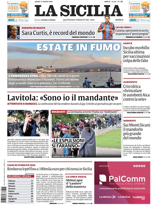 Prima pagina La Sicilia di oggi - Quotidiano regionale