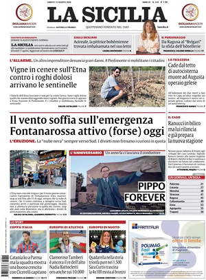 Prima pagina La Sicilia di oggi - Quotidiano regionale