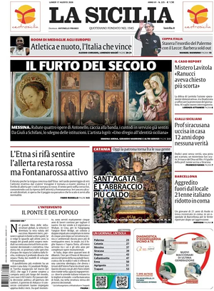Prima pagina La Sicilia di oggi - Quotidiano regionale