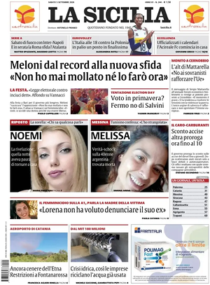 Prima pagina La Sicilia di oggi - Quotidiano regionale