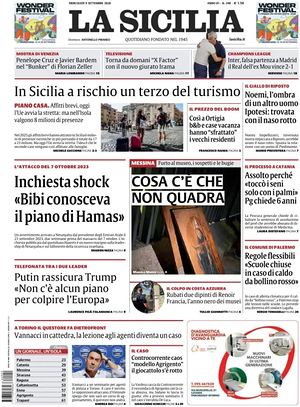 Prima pagina La Sicilia di oggi - Quotidiano regionale