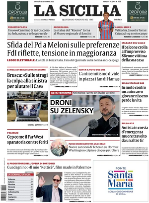 Prima pagina La Sicilia di oggi - Quotidiano regionale