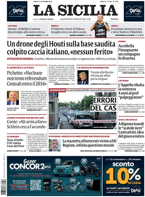 Prima pagina La Sicilia di oggi - Quotidiano regionale