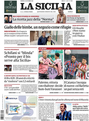 Prima pagina La Sicilia di oggi - Quotidiano regionale