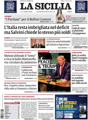 Prima pagina La Sicilia di oggi - Quotidiano regionale