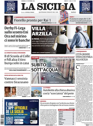 Prima pagina La Sicilia di oggi - Quotidiano regionale