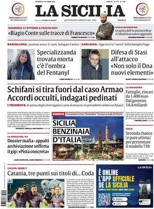 Prima pagina La Sicilia di oggi - Quotidiano regionale