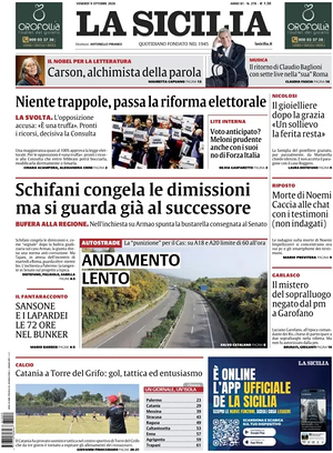 Prima pagina La Sicilia di oggi - Quotidiano regionale