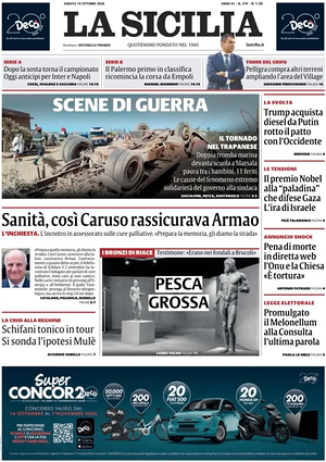 Prima pagina La Sicilia di oggi - Quotidiano regionale