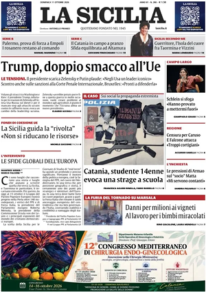 Prima pagina La Sicilia di oggi - Quotidiano regionale
