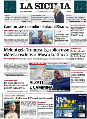 Prima pagina La Sicilia di oggi - Quotidiano regionale