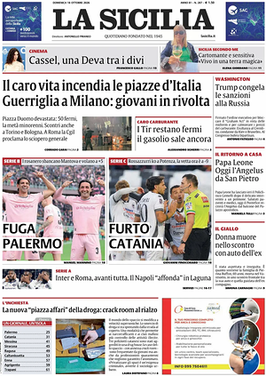 Prima pagina La Sicilia di oggi - Quotidiano regionale