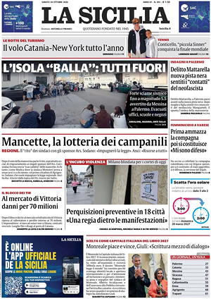 Prima pagina La Sicilia di oggi - Quotidiano regionale