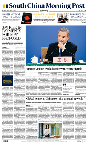 Prima pagina South China Morning Post di oggi - Quotidiano estero