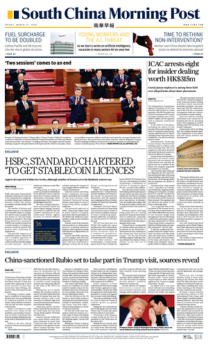 Prima pagina South China Morning Post di oggi - Quotidiano estero