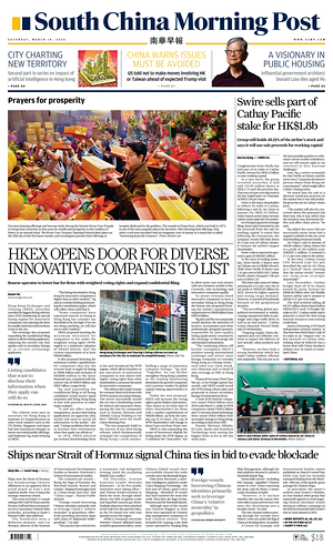 Prima pagina South China Morning Post di oggi - Quotidiano estero