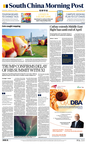 Prima pagina South China Morning Post di oggi - Quotidiano estero