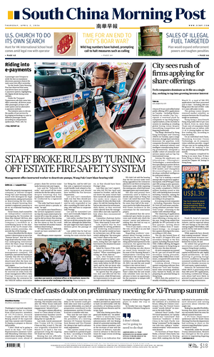 Prima pagina South China Morning Post di oggi - Quotidiano estero