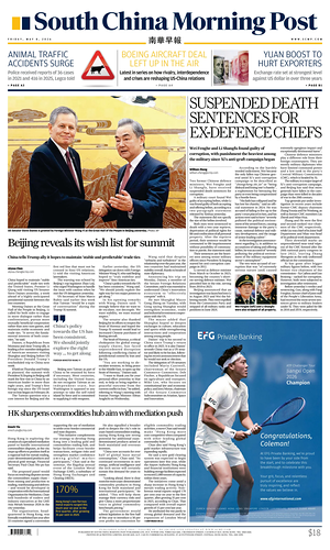 Prima pagina South China Morning Post di oggi - Quotidiano estero
