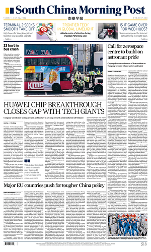 Prima pagina South China Morning Post di oggi - Quotidiano estero