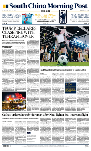 Prima pagina South China Morning Post di oggi - Quotidiano estero