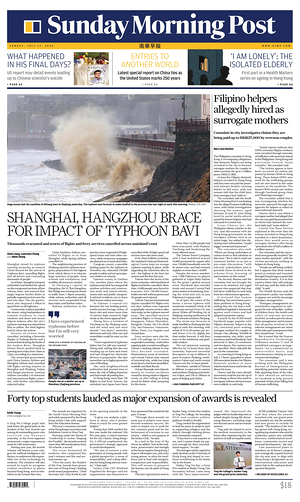 Prima pagina South China Morning Post di oggi - Quotidiano estero