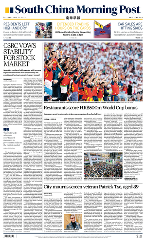 Prima pagina South China Morning Post di oggi - Quotidiano estero