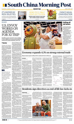 Prima pagina South China Morning Post di oggi - Quotidiano estero