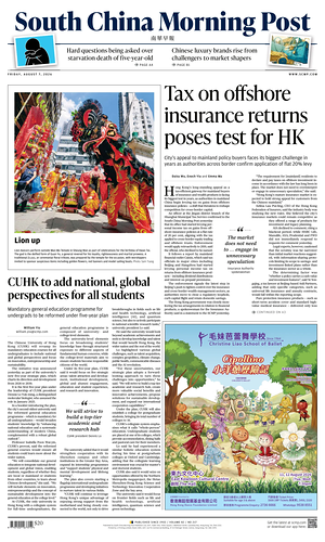 Prima pagina South China Morning Post di oggi - Quotidiano estero