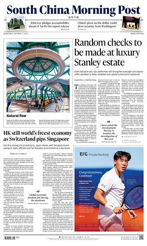 Prima pagina South China Morning Post di oggi - Quotidiano estero