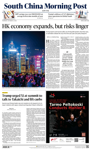 Prima pagina South China Morning Post di oggi - Quotidiano estero