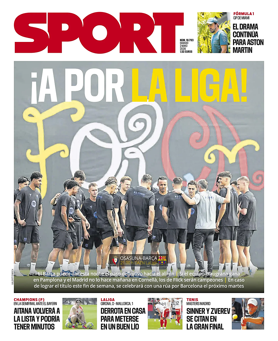 Portada Sport de hoy - Quiosco 2 mayo 2026