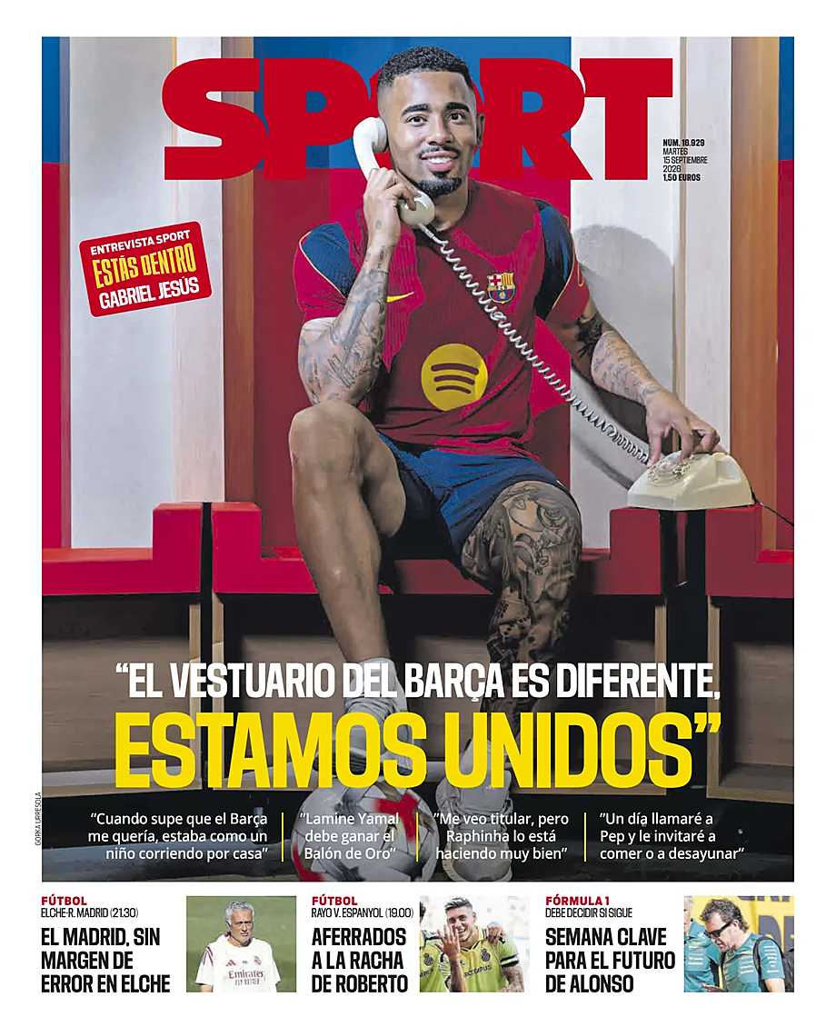 Portada Sport de hoy - Quiosco 15 septiembre 2026