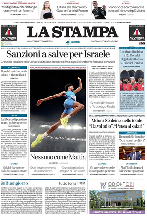 Prima pagina La Stampa di oggi - Quotidiano nazionale