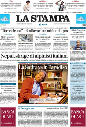 Prima pagina La Stampa di oggi - Quotidiano nazionale