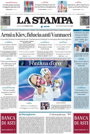 Prima pagina La Stampa di oggi - Quotidiano nazionale