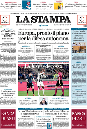 Prima pagina La Stampa di oggi - Quotidiano nazionale