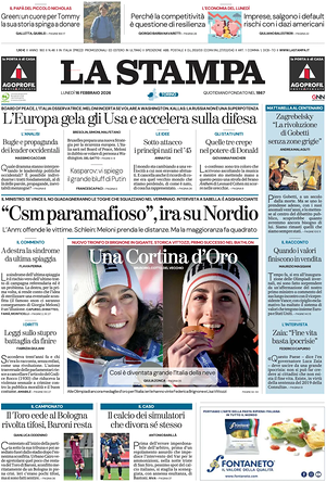 Prima pagina La Stampa di oggi - Quotidiano nazionale