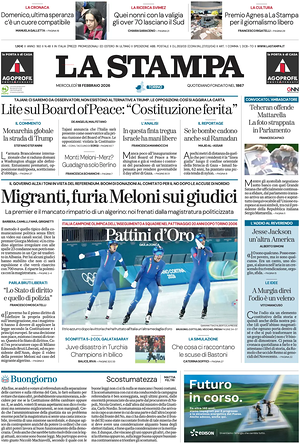 Prima pagina La Stampa di oggi - Quotidiano nazionale