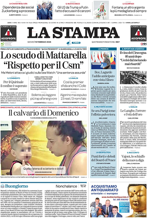 Prima pagina La Stampa di oggi - Quotidiano nazionale
