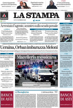 Prima pagina La Stampa di oggi - Quotidiano nazionale