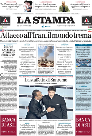 Prima pagina La Stampa di oggi - Quotidiano nazionale