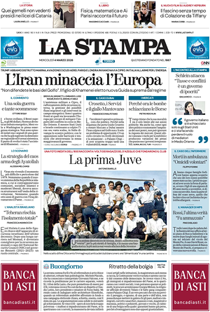 Prima pagina La Stampa di oggi - Quotidiano nazionale