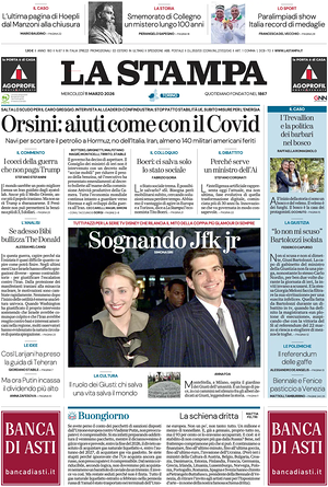 Prima pagina La Stampa di oggi - Quotidiano nazionale