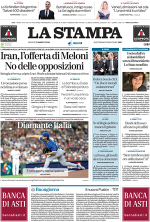 Prima pagina La Stampa di oggi - Quotidiano nazionale