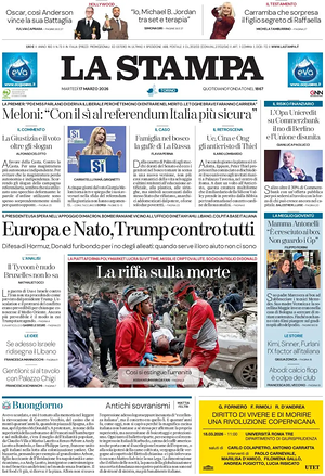 Prima pagina La Stampa di oggi - Quotidiano nazionale