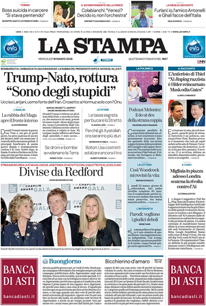 Prima pagina La Stampa di oggi - Quotidiano nazionale