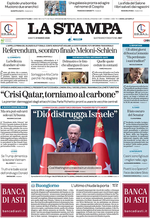 Prima pagina La Stampa di oggi - Quotidiano nazionale