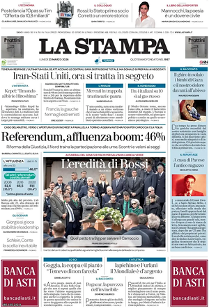 Prima pagina La Stampa di oggi - Quotidiano nazionale