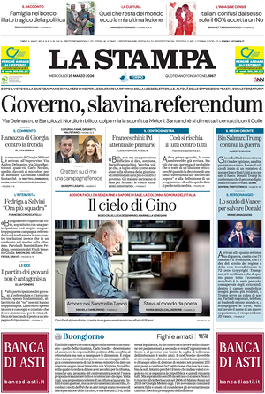 Prima pagina La Stampa di oggi - Quotidiano nazionale
